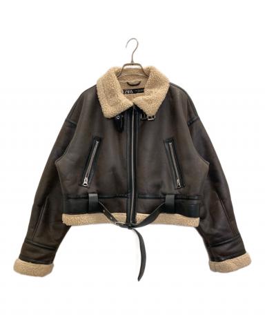新品未使用　ZARAムートンジャケット 未使用級】ZARA ダブルフェイス ライダース ムートンジャケット XS