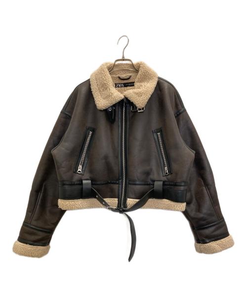 ZARA（ザラ）ZARA (ザラ) エコムートンジャケット ブラウン サイズ:Ⅿの古着・服飾アイテム