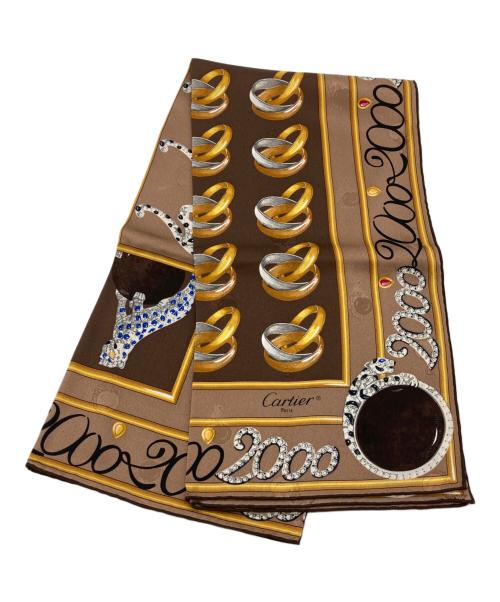 Cartier（カルティエ）Cartier (カルティエ) シルクスカーフ ブラウンの古着・服飾アイテム