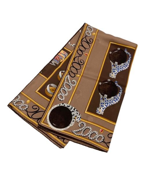 Cartier（カルティエ）Cartier (カルティエ) シルクスカーフ ブラウンの古着・服飾アイテム