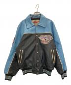AVIREX VARSITYアヴィレックスバーシティ）の古着「LEATHER VARSITY JACKET」｜ブラック×ブルー