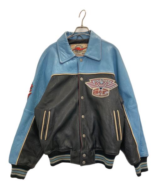 AVIREX VARSITY（アヴィレックスバーシティ）AVIREX VARSITY (アヴィレックスバーシティ) LEATHER VARSITY JACKET ブラック×ブルー サイズ:Sの古着・服飾アイテム