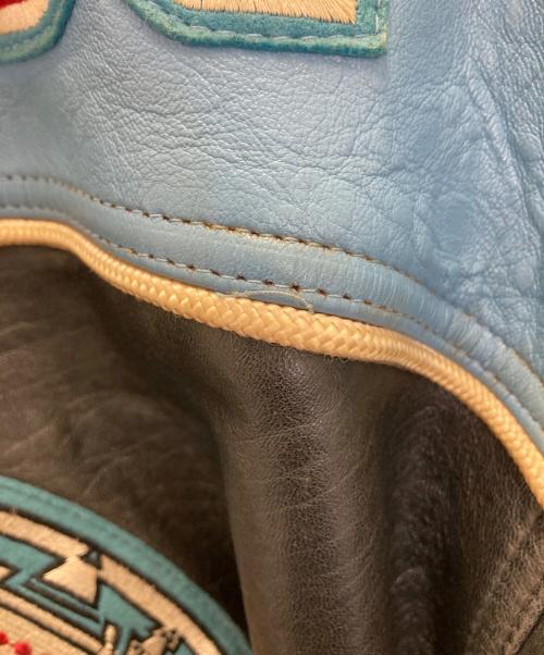 AVIREX VARSITY（アヴィレックスバーシティ）AVIREX VARSITY (アヴィレックスバーシティ) LEATHER VARSITY JACKET ブラック×ブルー サイズ:Sの古着・服飾アイテム