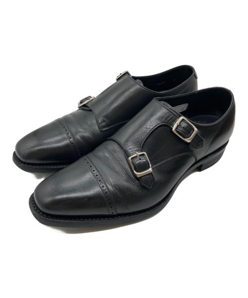 SHETLAND FOX（シェットランドフォックス）SHETLAND FOX (シェットランドフォックス) ダブルモンクストラップシューズ ブラック サイズ:7の古着・服飾アイテム