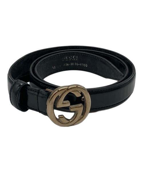 GUCCI（グッチ）GUCCI (グッチ) インターロッキングレザーベルト ブラックの古着・服飾アイテム