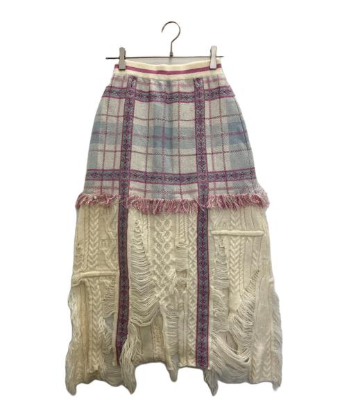 rurumu（ルルムウ）rurumu (ルルムウ) broken check knit SK アイボリー サイズ:FREEの古着・服飾アイテム