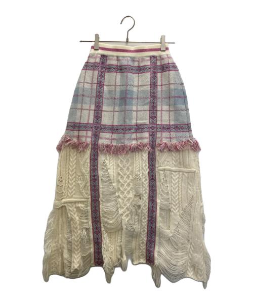 rurumu（ルルムウ）rurumu (ルルムウ) broken check knit SK アイボリー サイズ:FREEの古着・服飾アイテム