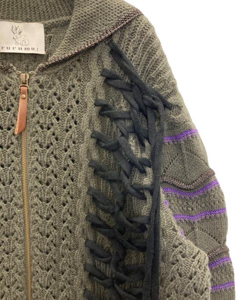 rurumu（ルルムウ）rurumu (ルルムウ) Agnus Dei knit cowichan グレー サイズ:FREEの古着・服飾アイテム