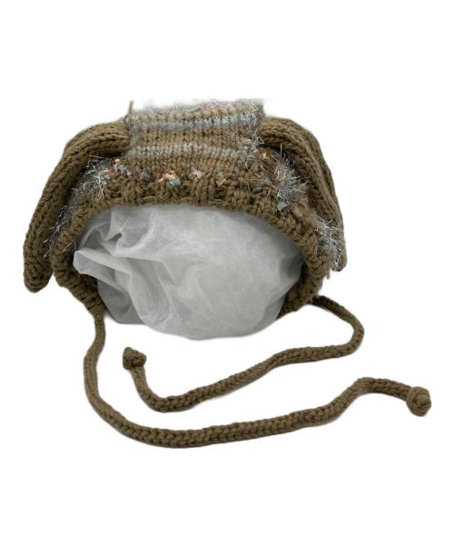 rurumu（ルルムウ）rurumu (ルルムウ) うさ耳 アクリル ニットキャップ ブラウンの古着・服飾アイテム