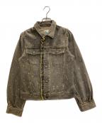 UNDERCOVERアンダーカバー）の古着「アーカイブフリル刺繍デニムジャケット」｜ブラック