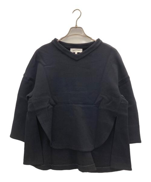 ENFOLD（エンフォルド）ENFOLD (エンフォルド) スリット入りVネックウールカットソー ネイビー サイズ:36の古着・服飾アイテム
