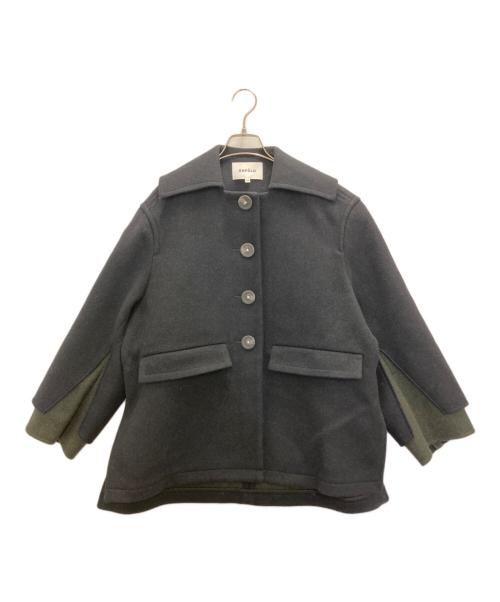 ENFOLD（エンフォルド）ENFOLD (エンフォルド) メルトンウール スクエアカラー BOX コート ネイビー サイズ:36の古着・服飾アイテム