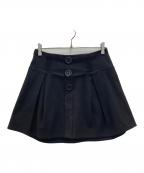 BURBERRY BLUE LABELバーバリーロンドンブルーレーベル）の古着「フロントボタンインバーテッドプリーツミニスカート」｜ブラック