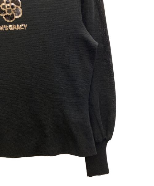 M'S GRACY（エムズグレイシー）M'S GRACY (エムズグレイシー) カメリアスパンコールニット ブラック サイズ:Sの古着・服飾アイテム