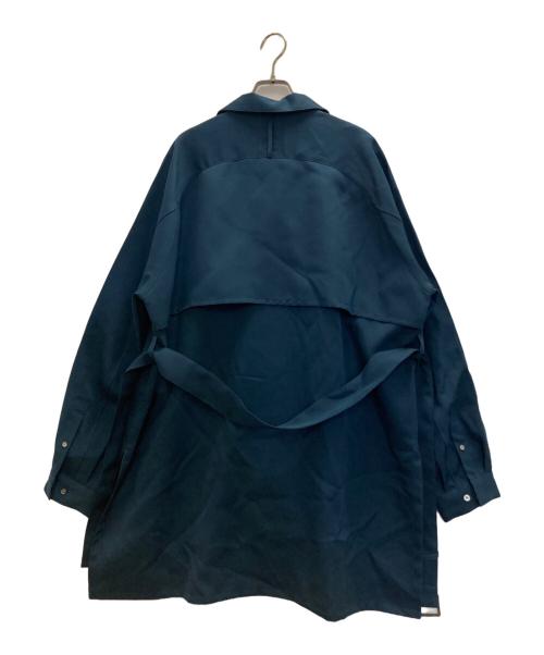 SUBLATIONS（サブレーションズ）SUBLATIONS (サブレーションズ) WOOL GABARDINE BELTED OPEN COLLAR SHIRT グリーン サイズ:2の古着・服飾アイテム