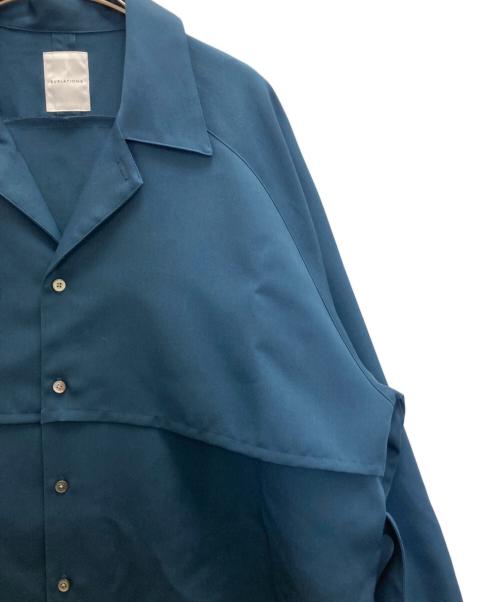 SUBLATIONS（サブレーションズ）SUBLATIONS (サブレーションズ) WOOL GABARDINE BELTED OPEN COLLAR SHIRT グリーン サイズ:2の古着・服飾アイテム