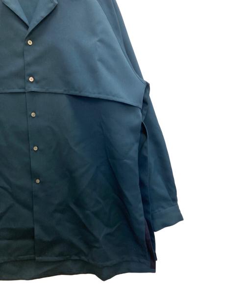 SUBLATIONS（サブレーションズ）SUBLATIONS (サブレーションズ) WOOL GABARDINE BELTED OPEN COLLAR SHIRT グリーン サイズ:2の古着・服飾アイテム