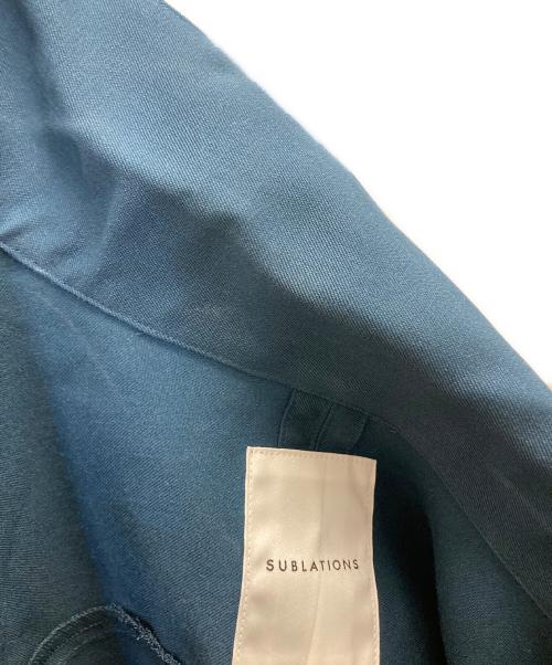 SUBLATIONS（サブレーションズ）SUBLATIONS (サブレーションズ) WOOL GABARDINE BELTED OPEN COLLAR SHIRT グリーン サイズ:2の古着・服飾アイテム
