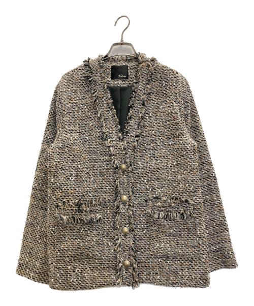 ROSSO（ロッソ）ROSSO (ロッソ) ツイードVネックジャケット ベージュ サイズ:FREEの古着・服飾アイテム