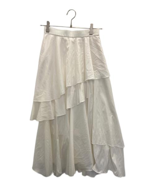 FRAY ID（フレイ アイディー）FRAY ID (フレイ アイディー) イレヘムティアードスカート ホワイト サイズ:SIZE0の古着・服飾アイテム