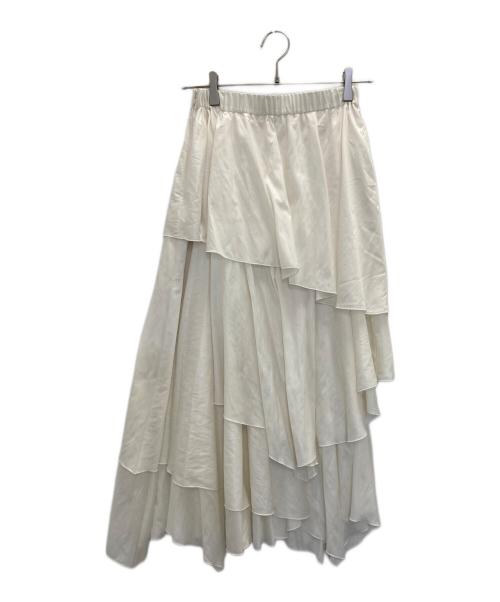 FRAY ID（フレイ アイディー）FRAY ID (フレイ アイディー) イレヘムティアードスカート ホワイト サイズ:SIZE0の古着・服飾アイテム