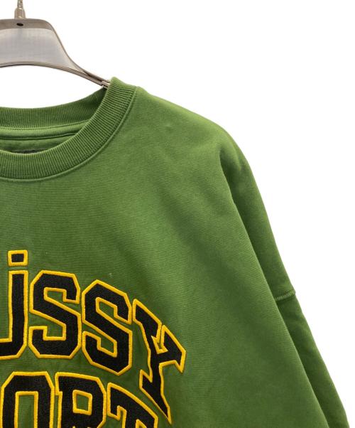 stussy（ステューシー）stussy (ステューシー) ビッグ刺繍ロゴスウェット グリーン サイズ:SIZE Lの古着・服飾アイテム