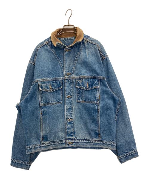 Timberland（ティンバーランド）Timberland (ティンバーランド) 襟レザーデニムジャケット インディゴ サイズ:Ⅼの古着・服飾アイテム