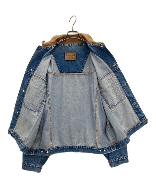 Timberland（ティンバーランド）Timberland (ティンバーランド) 襟レザーデニムジャケット インディゴ サイズ:Ⅼの古着・服飾アイテム