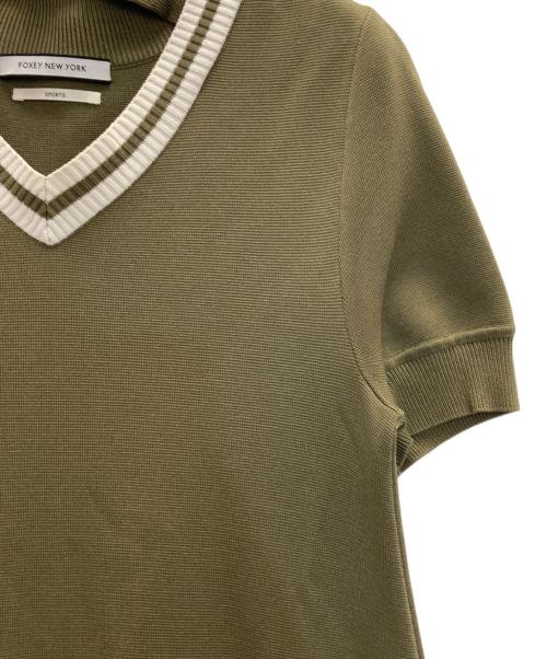 FOXEY NEWYORK SPORTS（フォクシーニューヨークスポーツ）FOXEY NEWYORK sports (フォクシーニューヨークスポーツ) s/s チルデンニットワンピース グリーン サイズ:38の古着・服飾アイテム