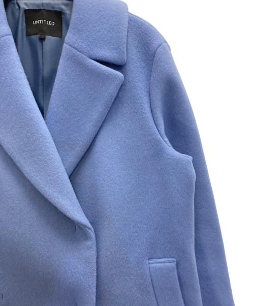 UNTITLED（アンタイトル）UNTITLED (アンタイトル) ダブルブレストミドル丈ビーバーコート ブルー サイズ:2の古着・服飾アイテム