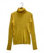 DRAWERドゥロワー）の古着「ウールカシミヤリブタートルニット」｜イエロー