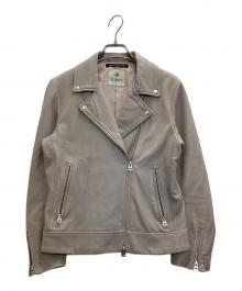 nano・universe（ナノ・ユニバース）の古着「ラムレザーダブルライダースジャケット」｜ベージュ