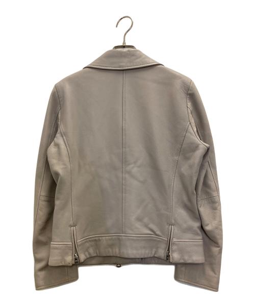 nano・universe（ナノ・ユニバース）nano・universe (ナノ・ユニバース) ラムレザーダブルライダースジャケット ベージュ サイズ:38の古着・服飾アイテム