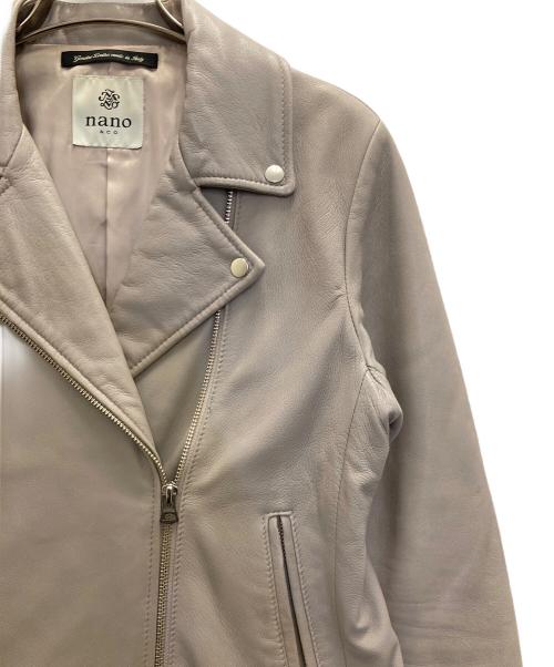 nano・universe（ナノ・ユニバース）nano・universe (ナノ・ユニバース) ラムレザーダブルライダースジャケット ベージュ サイズ:38の古着・服飾アイテム
