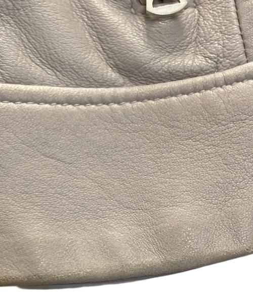 nano・universe（ナノ・ユニバース）nano・universe (ナノ・ユニバース) ラムレザーダブルライダースジャケット ベージュ サイズ:38の古着・服飾アイテム