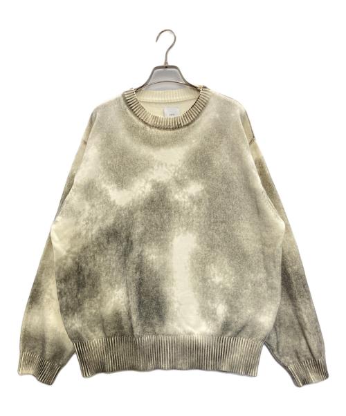 Lui's（ルイス）Lui's (ルイス) スプレープリントクルーネックニット ホワイト×ブラック サイズ:Ⅿの古着・服飾アイテム