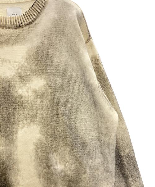 Lui's（ルイス）Lui's (ルイス) スプレープリントクルーネックニット ホワイト×ブラック サイズ:Ⅿの古着・服飾アイテム