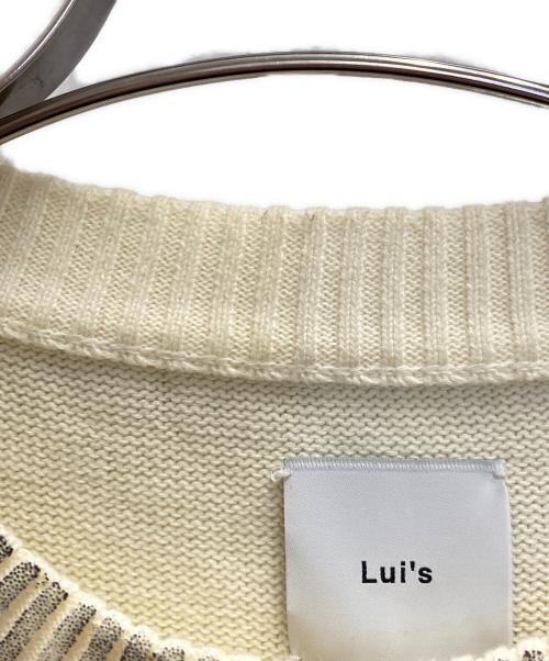 Lui's（ルイス）Lui's (ルイス) スプレープリントクルーネックニット ホワイト×ブラック サイズ:Ⅿの古着・服飾アイテム