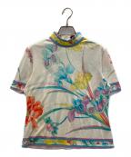 LEONARDレオナール）の古着「花柄プリントカットソー」｜ホワイト×ブルー