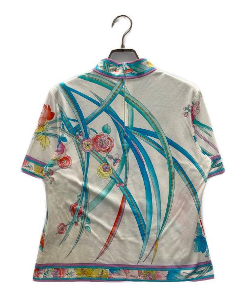 LEONARD（レオナール）LEONARD (レオナール) 花柄プリントカットソー ホワイト×ブルー サイズ:Mの古着・服飾アイテム