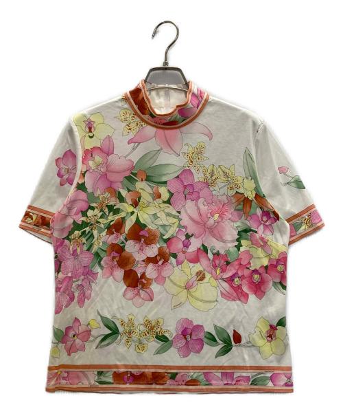LEONARD（レオナール）LEONARD (レオナール) 花柄プリントカットソー ホワイト×ピンク サイズ:LLの古着・服飾アイテム