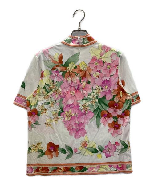 LEONARD（レオナール）LEONARD (レオナール) 花柄プリントカットソー ホワイト×ピンク サイズ:LLの古着・服飾アイテム