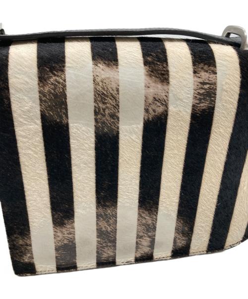 Saint Laurent Paris（サンローランパリ）Saint Laurent Paris (サンローランパリ) ハラコストライプショルダーバッグ ブラック×ホワイトの古着・服飾アイテム