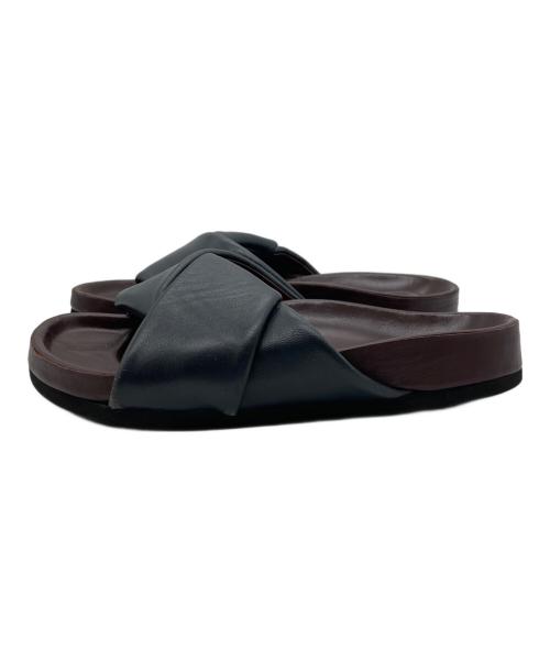 CELINE（セリーヌ）CELINE (セリーヌ) レザーツイストサンダル ネイビー×ボルドー サイズ:23cmの古着・服飾アイテム