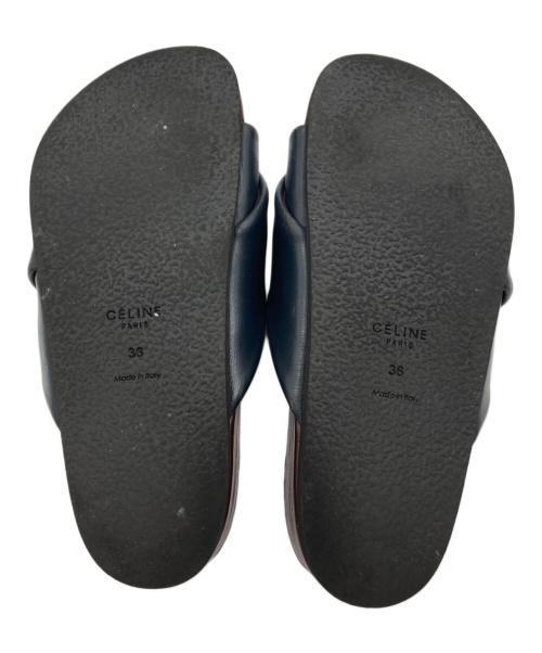 CELINE（セリーヌ）CELINE (セリーヌ) レザーツイストサンダル ネイビー×ボルドー サイズ:23cmの古着・服飾アイテム