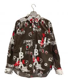 BLACK COMME des GARCONS（ブラックコムデギャルソン）の古着「ランダムカッティングアートプリントシャツ」｜ブラウン