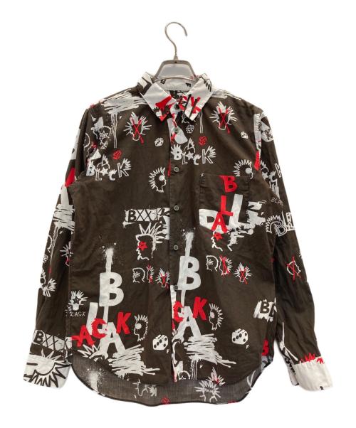 BLACK COMME des GARCONS（ブラックコムデギャルソン）BLACK COMME des GARCONS (ブラックコムデギャルソン) ランダムカッティングアートプリントシャツ ブラウン サイズ:Mの古着・服飾アイテム