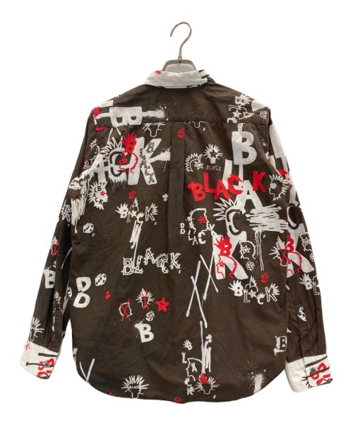 BLACK COMME des GARCONS（ブラックコムデギャルソン）BLACK COMME des GARCONS (ブラックコムデギャルソン) ランダムカッティングアートプリントシャツ ブラウン サイズ:Mの古着・服飾アイテム