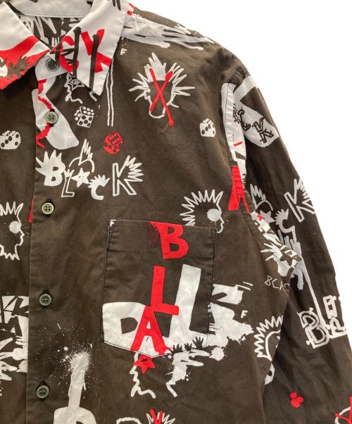 BLACK COMME des GARCONS（ブラックコムデギャルソン）BLACK COMME des GARCONS (ブラックコムデギャルソン) ランダムカッティングアートプリントシャツ ブラウン サイズ:Mの古着・服飾アイテム