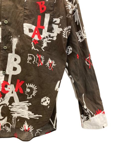 BLACK COMME des GARCONS（ブラックコムデギャルソン）BLACK COMME des GARCONS (ブラックコムデギャルソン) ランダムカッティングアートプリントシャツ ブラウン サイズ:Mの古着・服飾アイテム